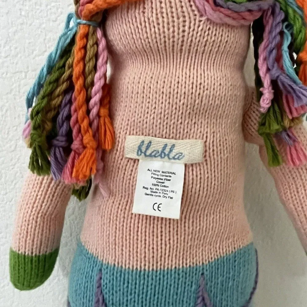 Blabla Kids Regular Mermaid Doll Hand Knitted Plush Blue Tail 18